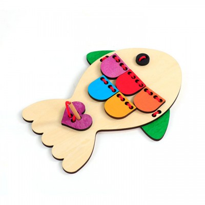 Colorful Wooden Fish Fine Motor Skills Lacing  String Threading Game Toys CUSTOM Airplane Travel Toys