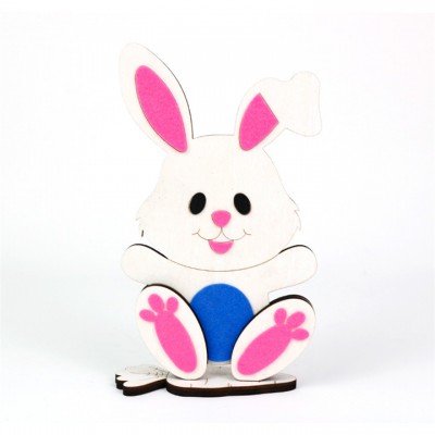 Large Rabbit Wooden Easter Furnishing Articles Display Stand Decorations Cutout Colorful Bunny Gift