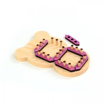 Pine Wood Purple Peg Number Boards Counting Teaching Toy CUSTOM