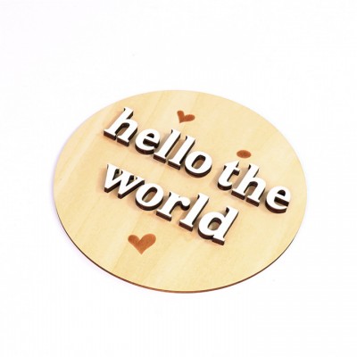 3D Hello The World Round Wooden Ornaments for New born Babies