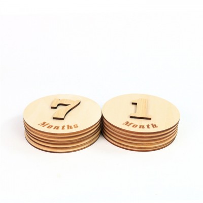 New Born Photography Props Wholesale Wooden Bamboo Engraved Business Monthly Cards