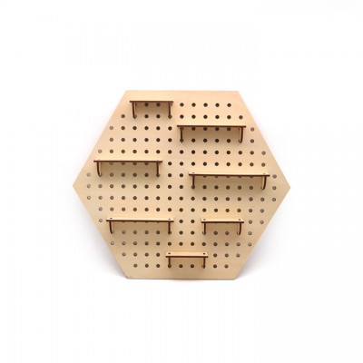 Easy Assembly 1-Sided Wall Shelf Displays Storage Panel Hexagonal Wooden Pegboard Kit