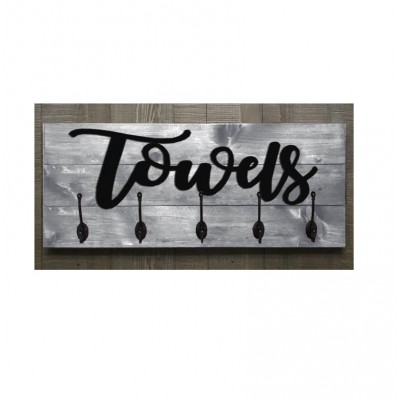 Coat Racks Wall Mounted 5 Hooks Hanger 8mm Heavy Duty Plywood Board 3D Towels Hangings Plank for Hanging